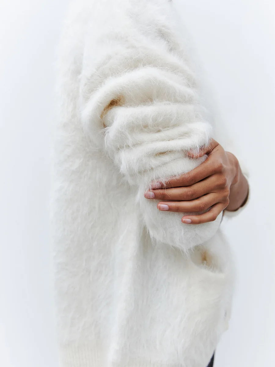 Loose Cardigan With Fur