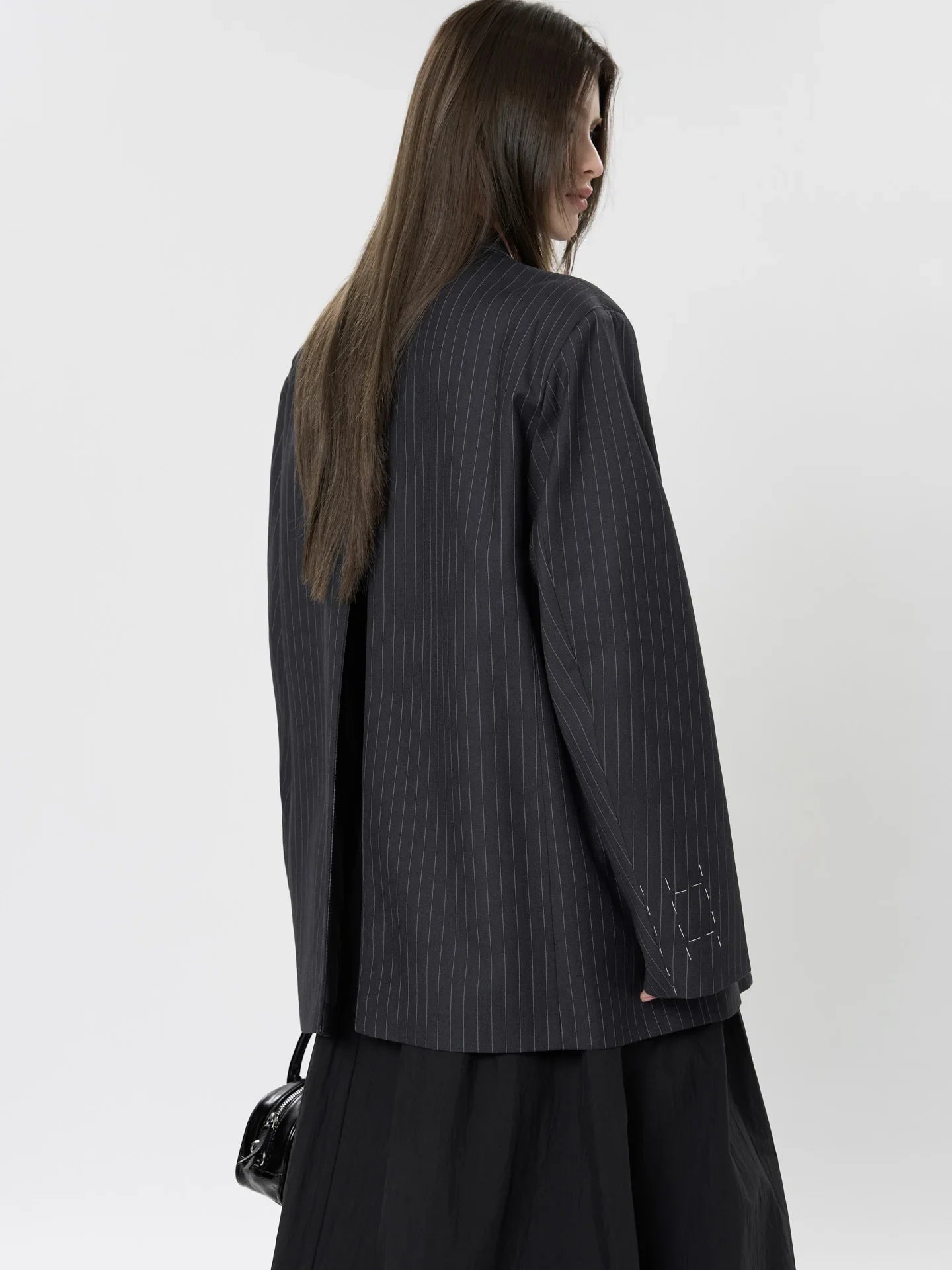 Loose Striped Black Blazer