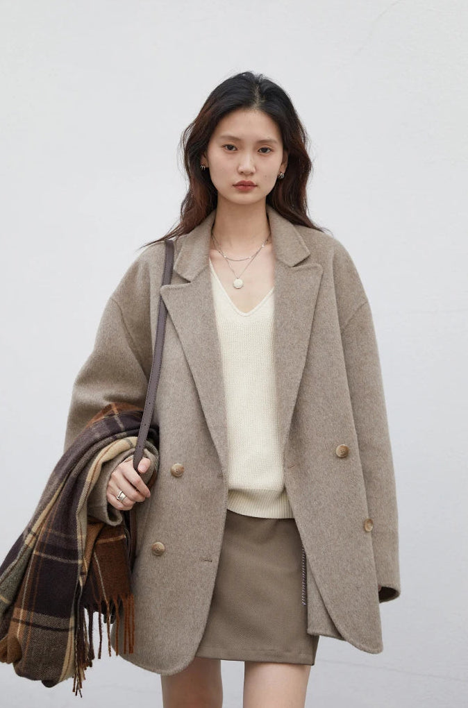 Loose Casual Wool Short Coat