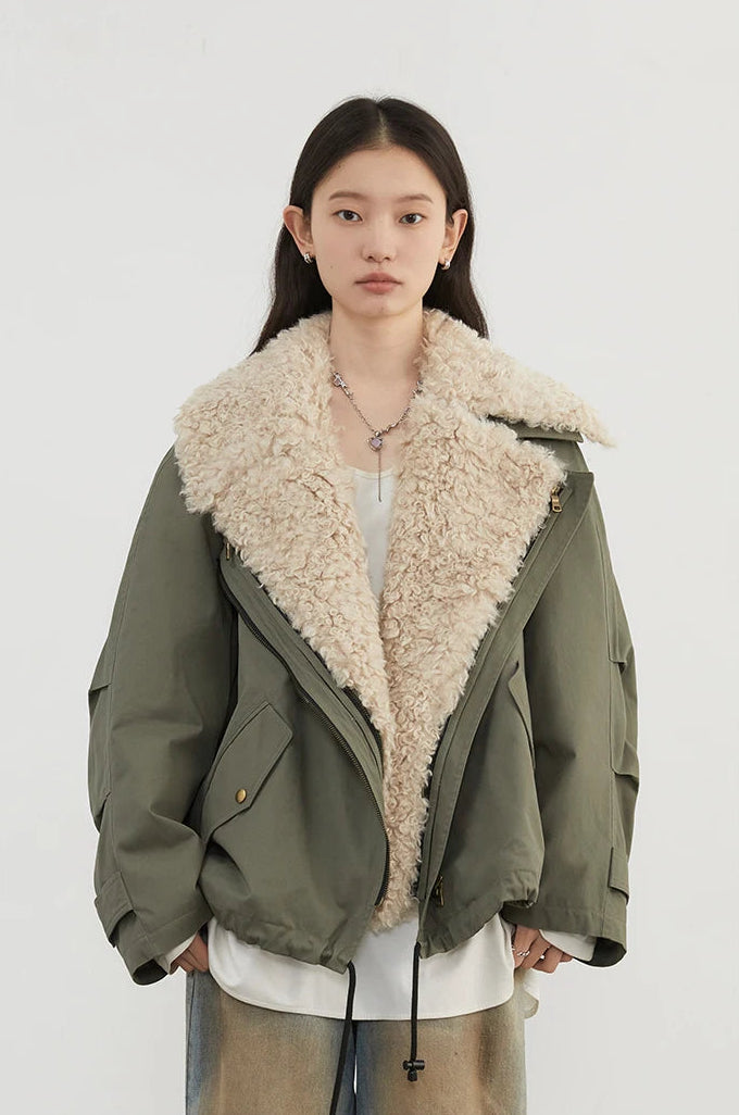 Loose Casual Jacket With Exterior Fur