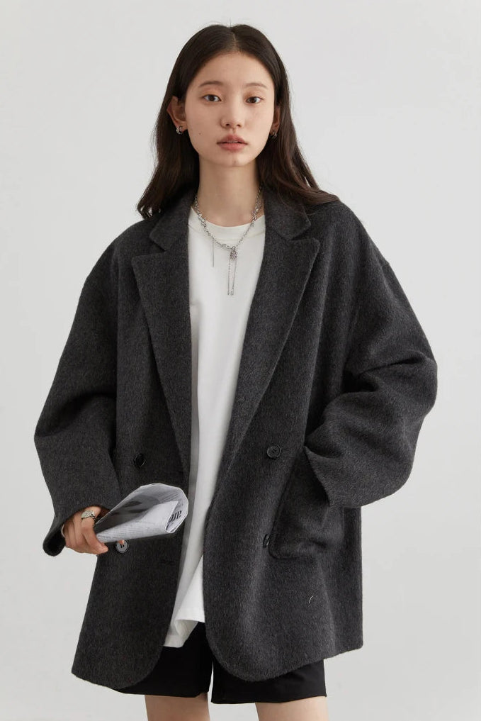 Loose Casual Wool Short Coat