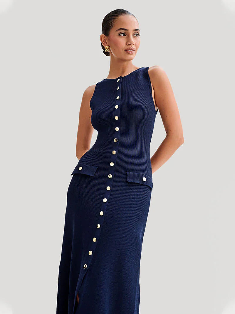 Elegant Knitted Sleeveless Maxi Dress
