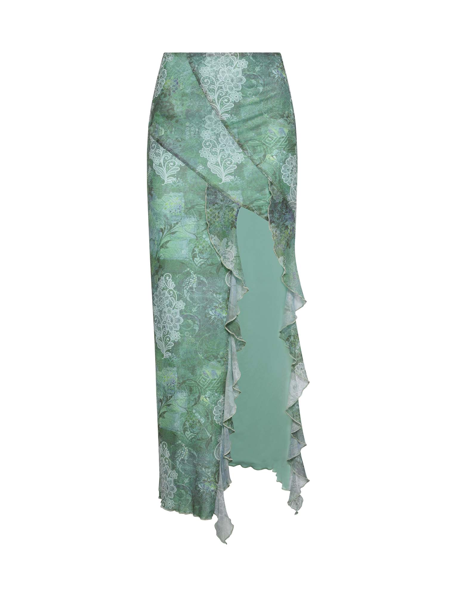 Green floral crop top with skirt