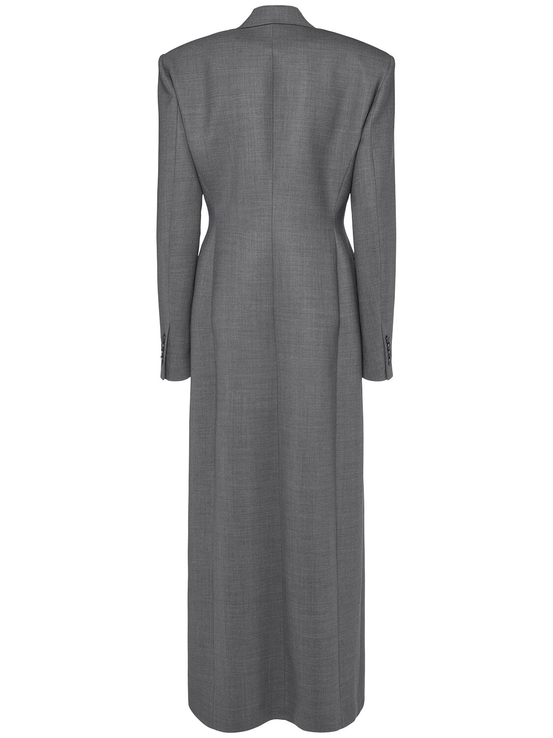 Double Breasted Stretch Wool Gray Coat