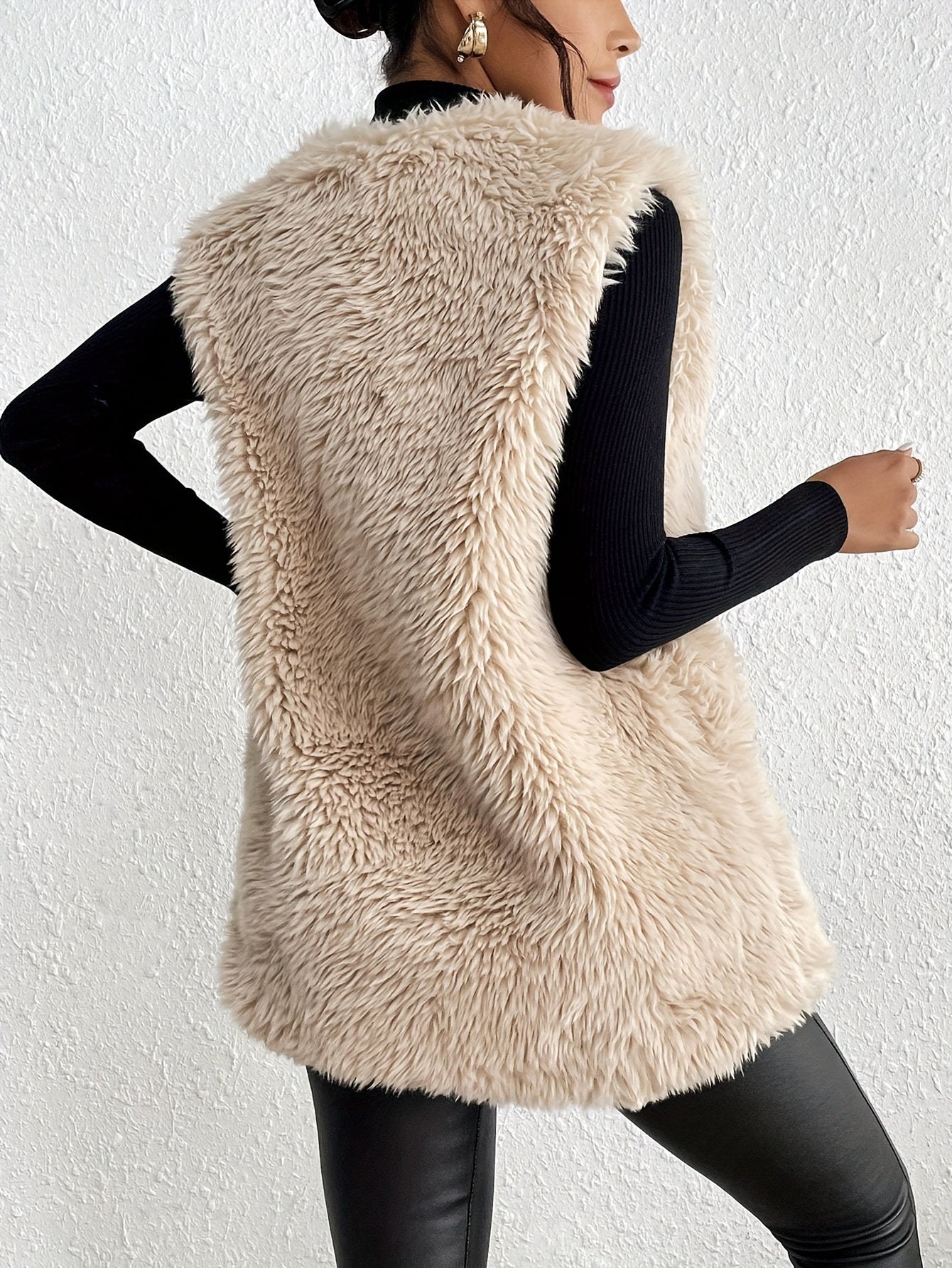 Faux fur cardigan with open front