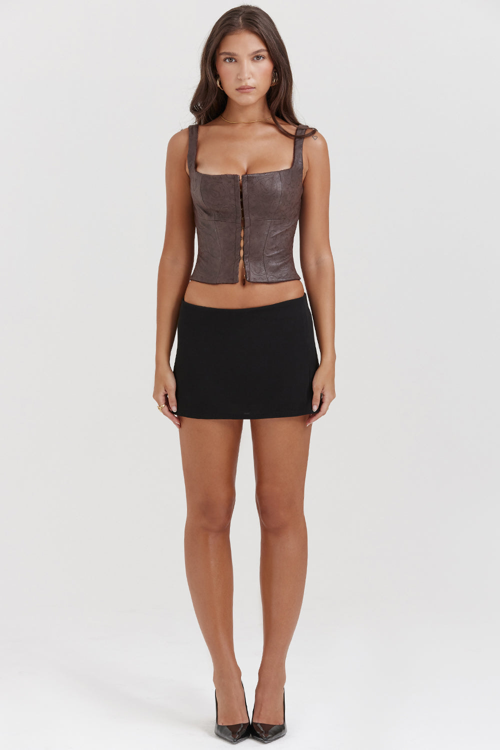 Brown corset made of vegan leather
