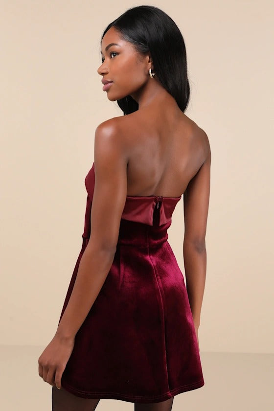 Velvet Strapless Mini Dress