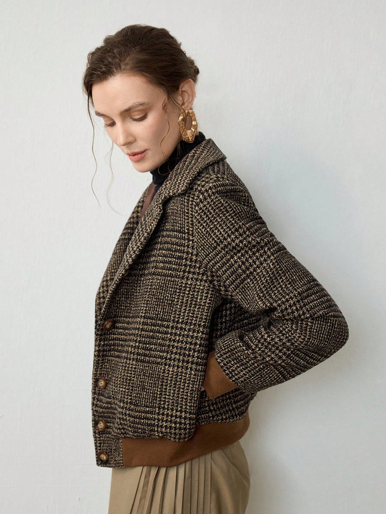 Elegant Woven Lapel Slim Jacket