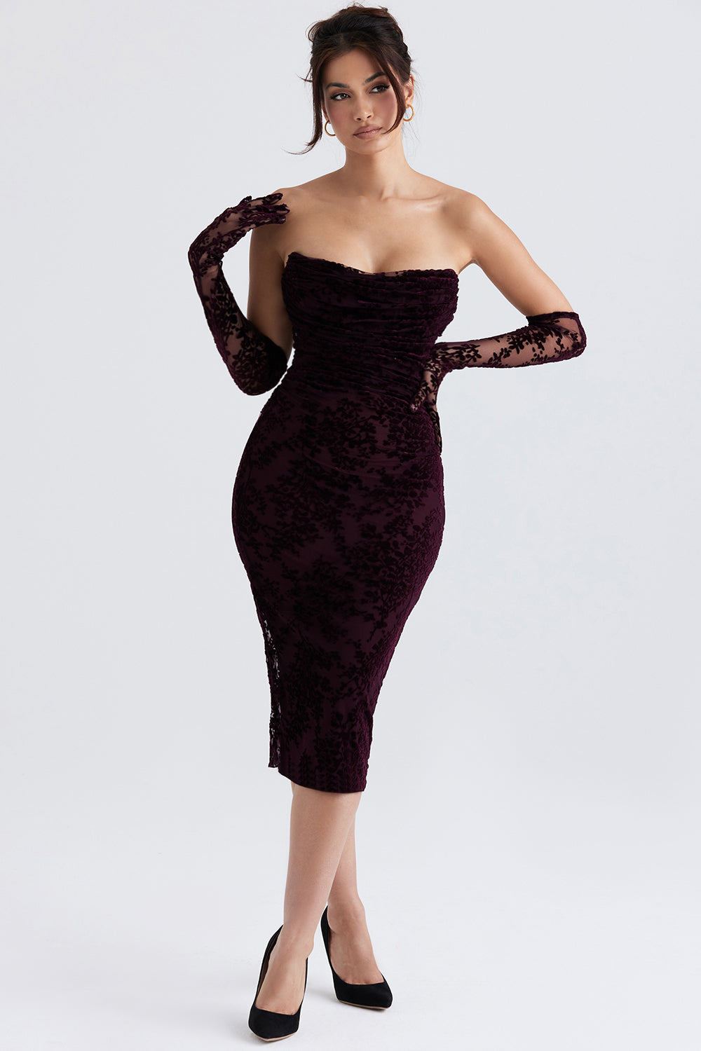 Black cherry Devore corset dress