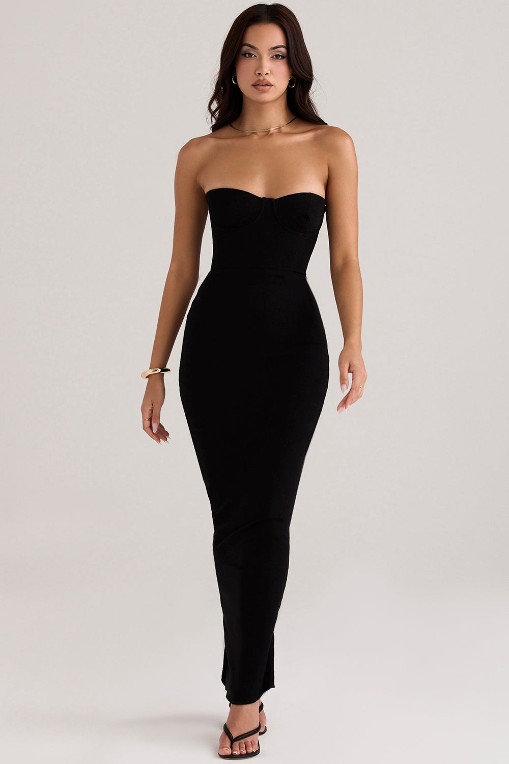 Strapless corset maxi dress