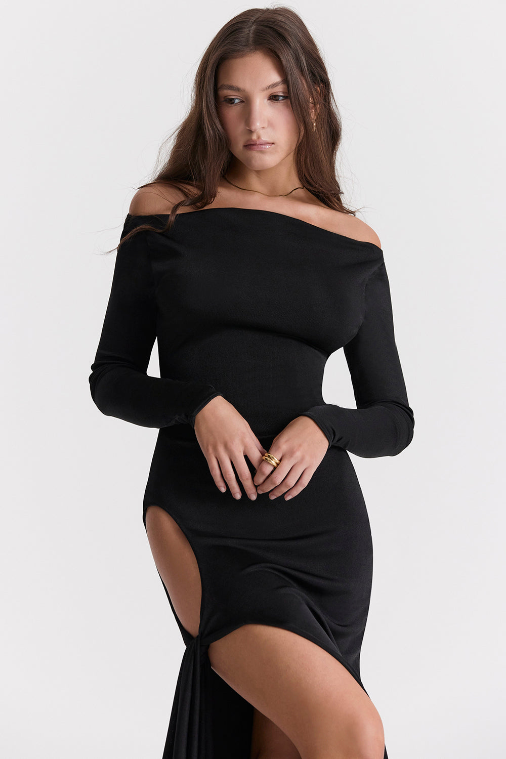 Black cut out maxi dress