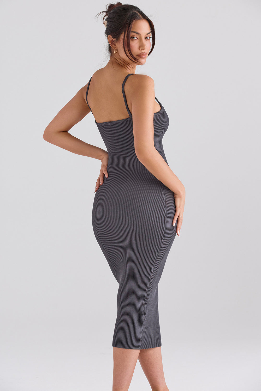 Charcoal knitted midi dress