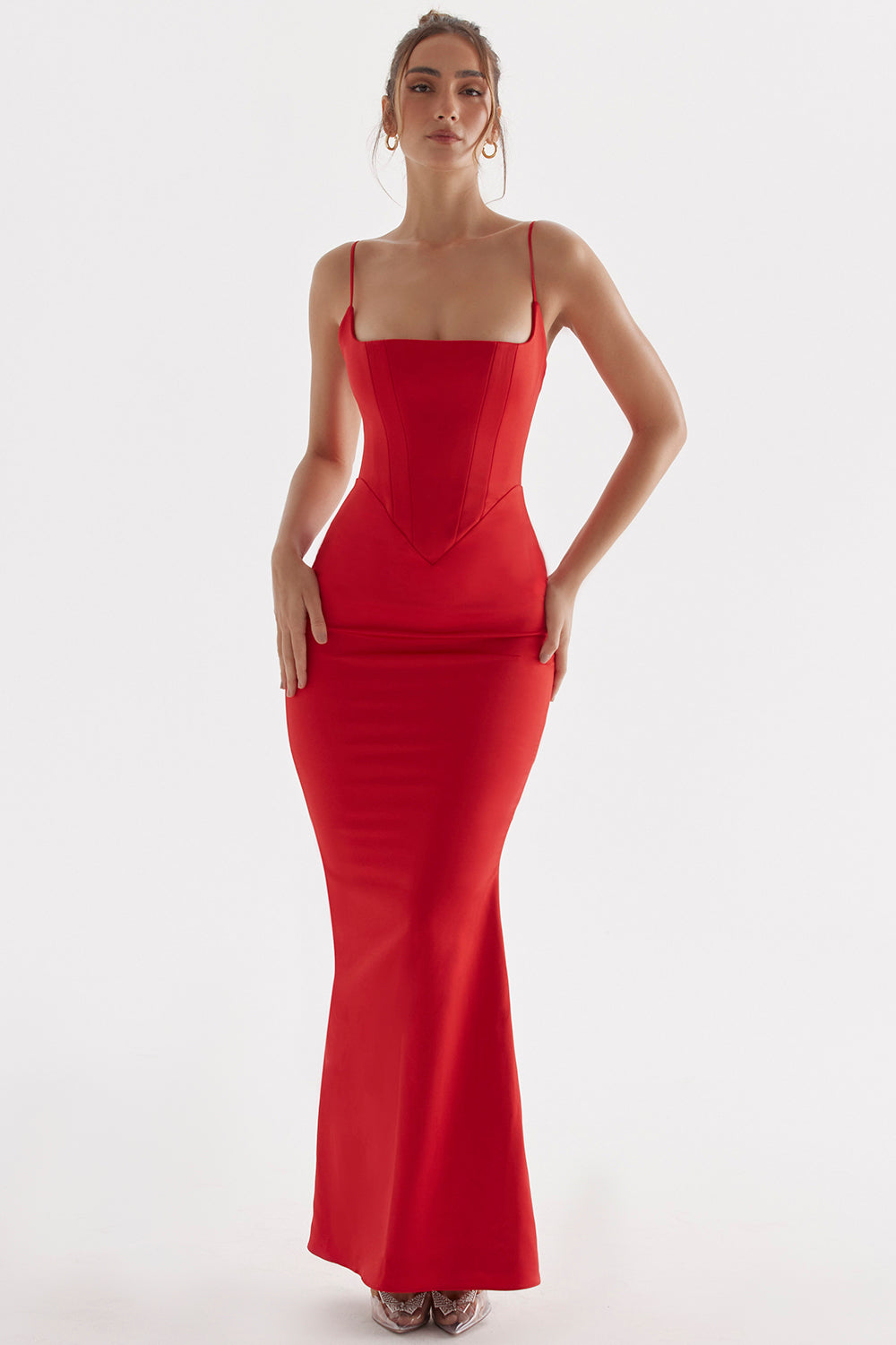 Periwinkle maxi dress with satin corset