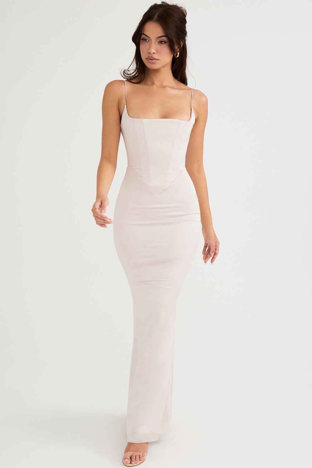 Periwinkle maxi dress with satin corset