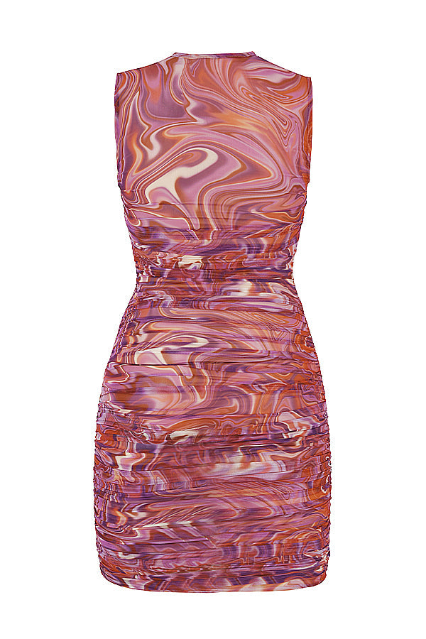 Beach dress with twisted pleats