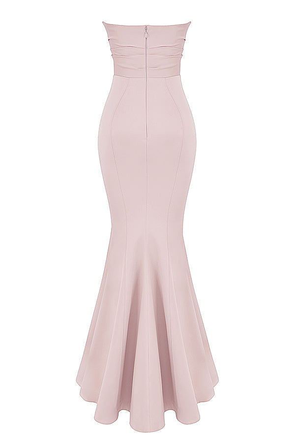 Mushroom satin strapless dress