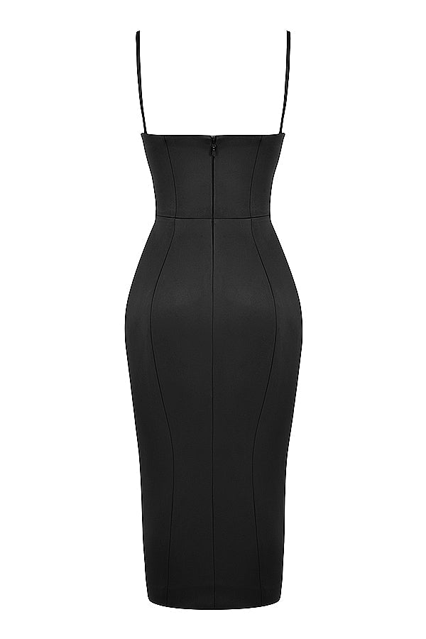 Midi dress with satin corset