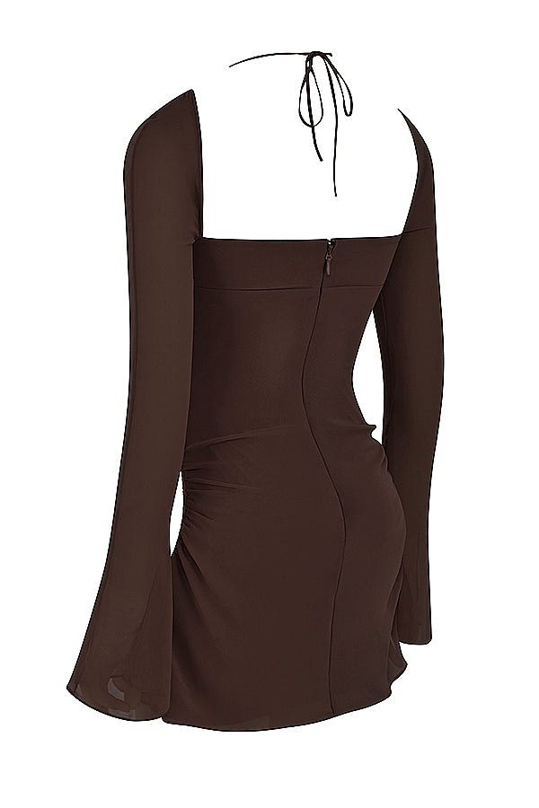 Chiffon halter mini dress with cutout