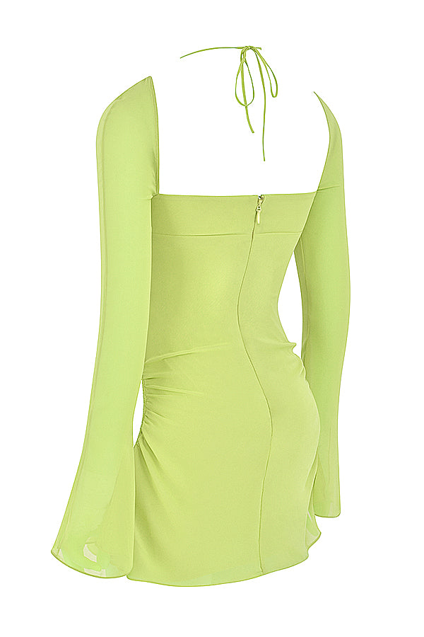 Chiffon halter mini dress with cutout