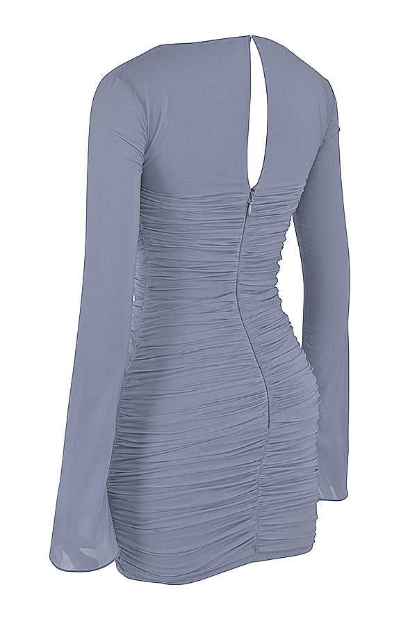 Real silk mini dress with cutout