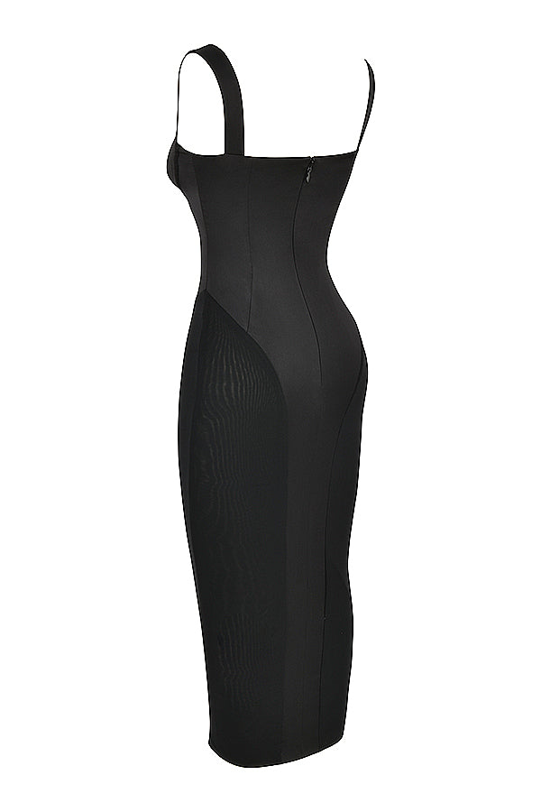 Black corset midi dress