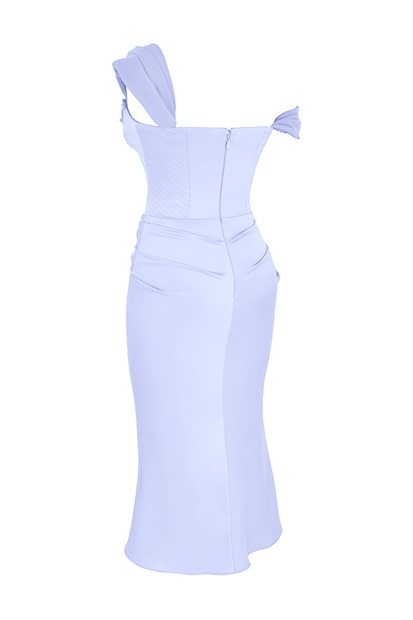 Midi dress with satin corset