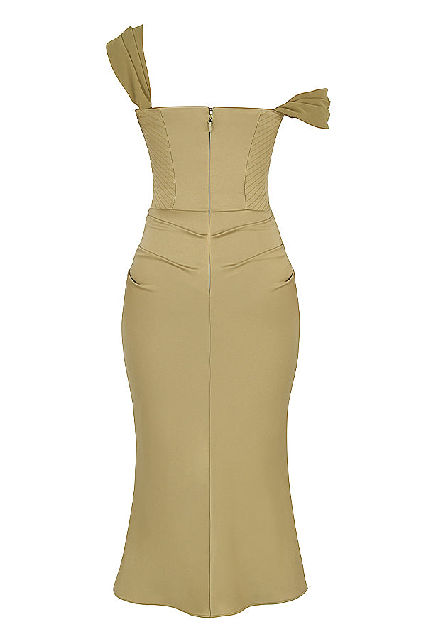 Midi dress with satin corset