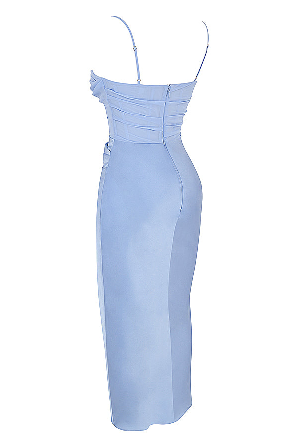 Draped midi dress with corset