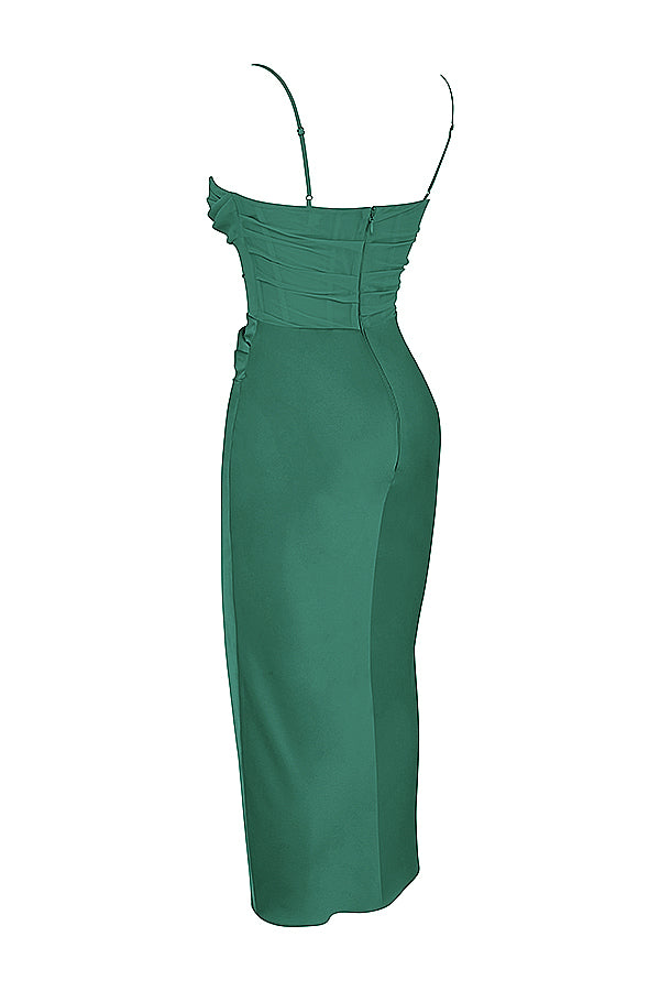 Draped midi dress with corset