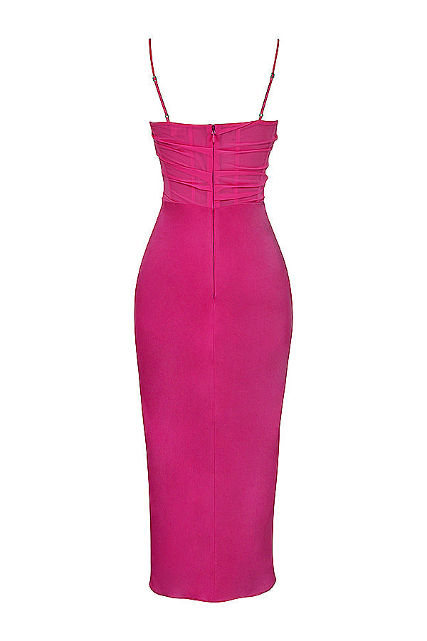 Draped midi dress with corset