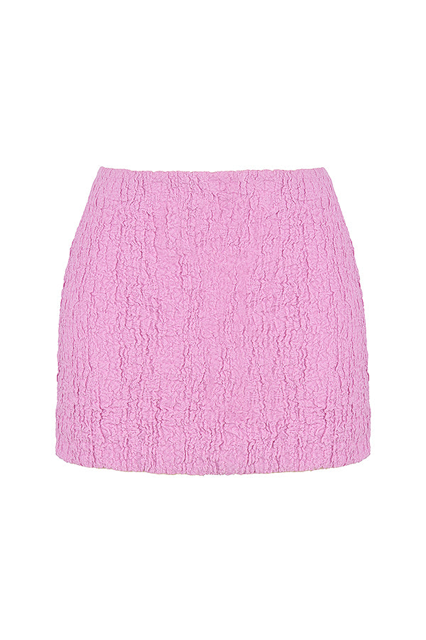 Pink cut out corset with mini skirt