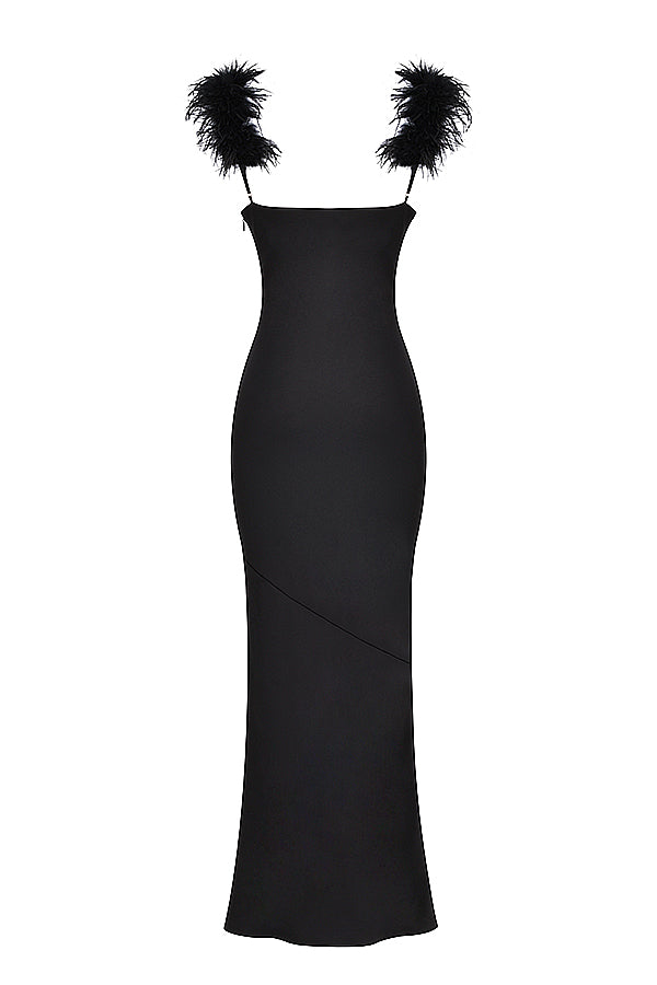 Black satin maxi dress