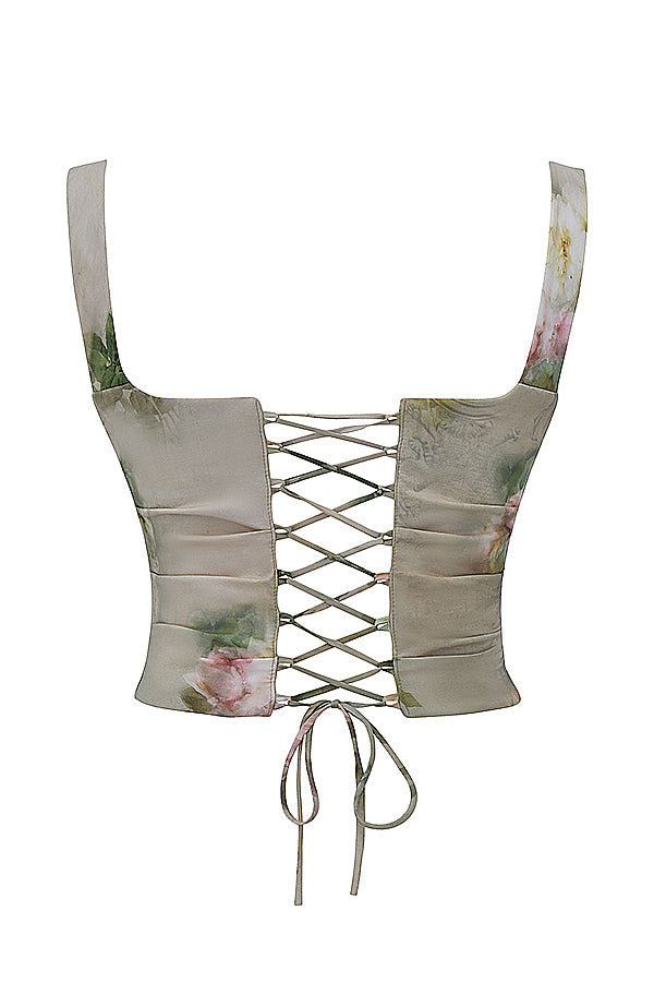 Vintage floral set with corset and maxi skirt