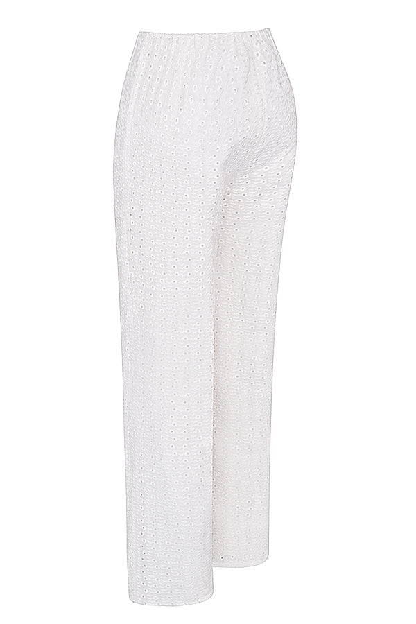 White broderie anglais bralette top with pants