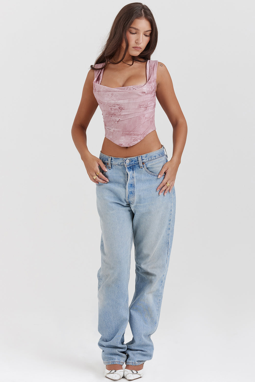 Pink printed corset