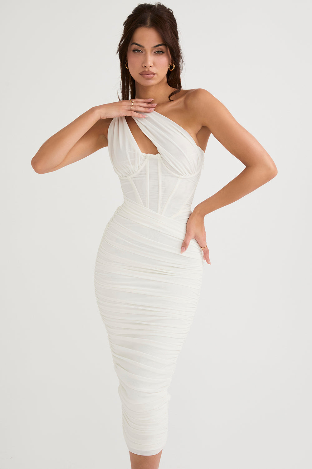 Asymmetrical midi dress with cutout