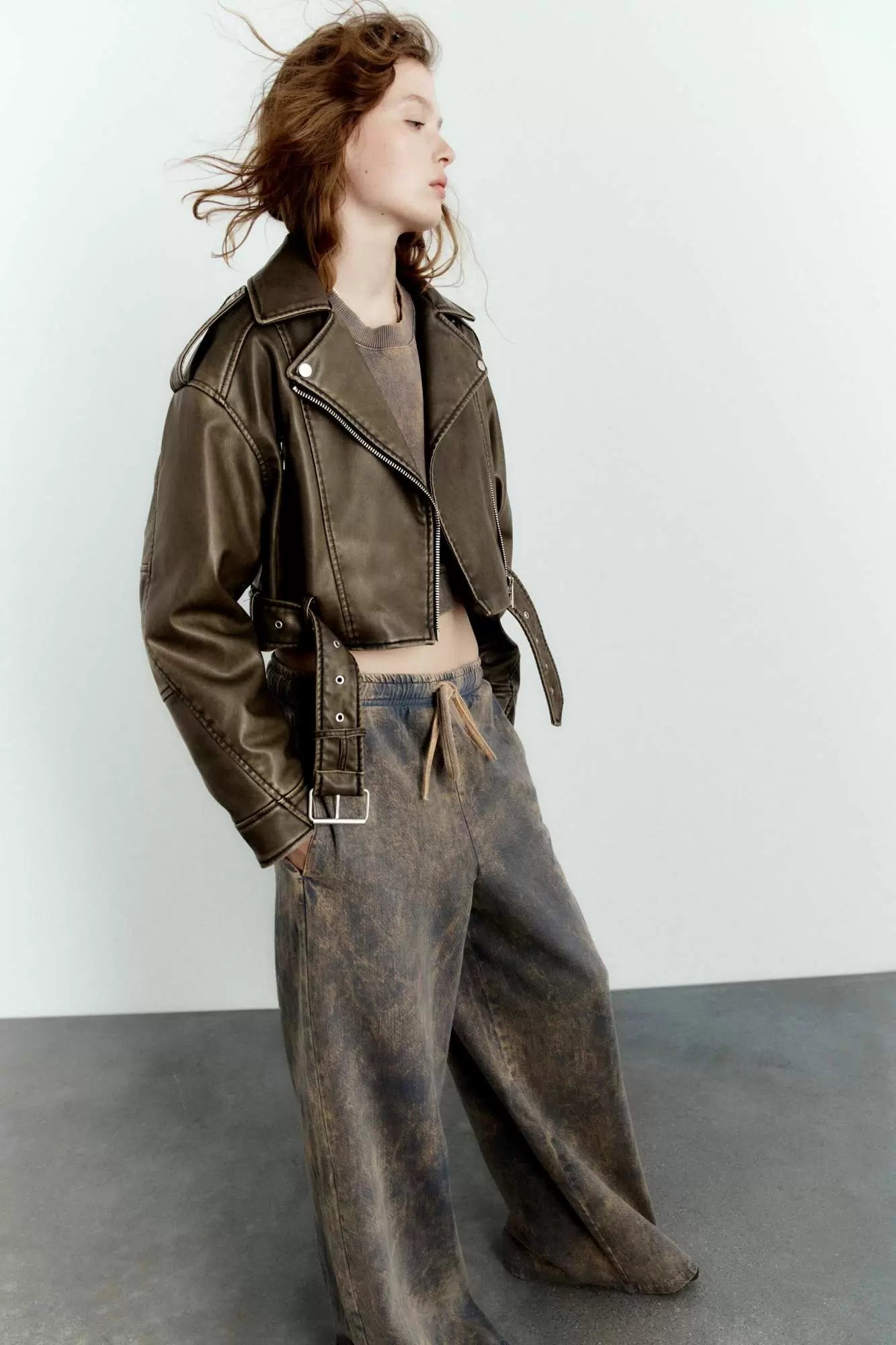 Short Leather Dark Brown Jacket