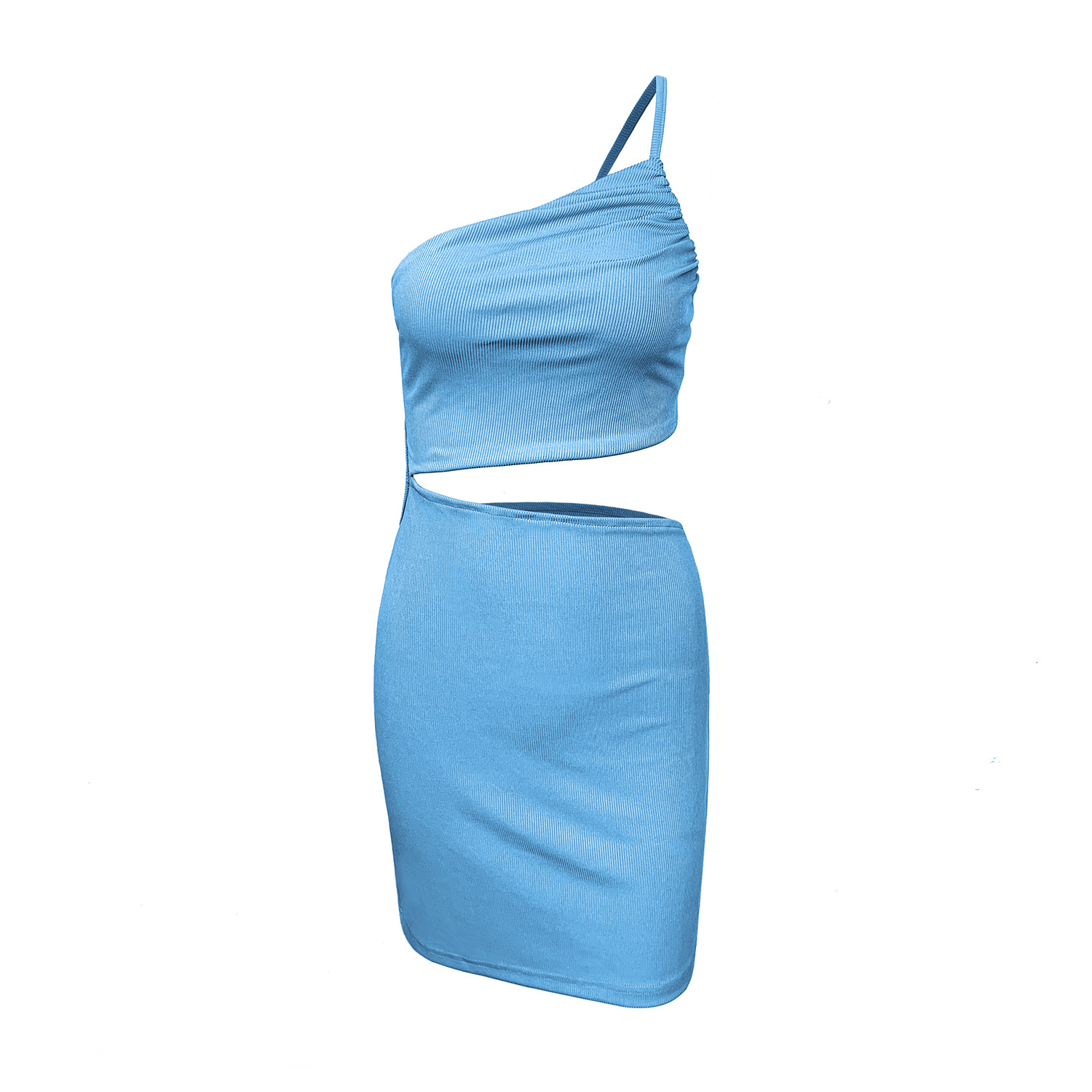 Bodycon mocha dress with one shoulder
