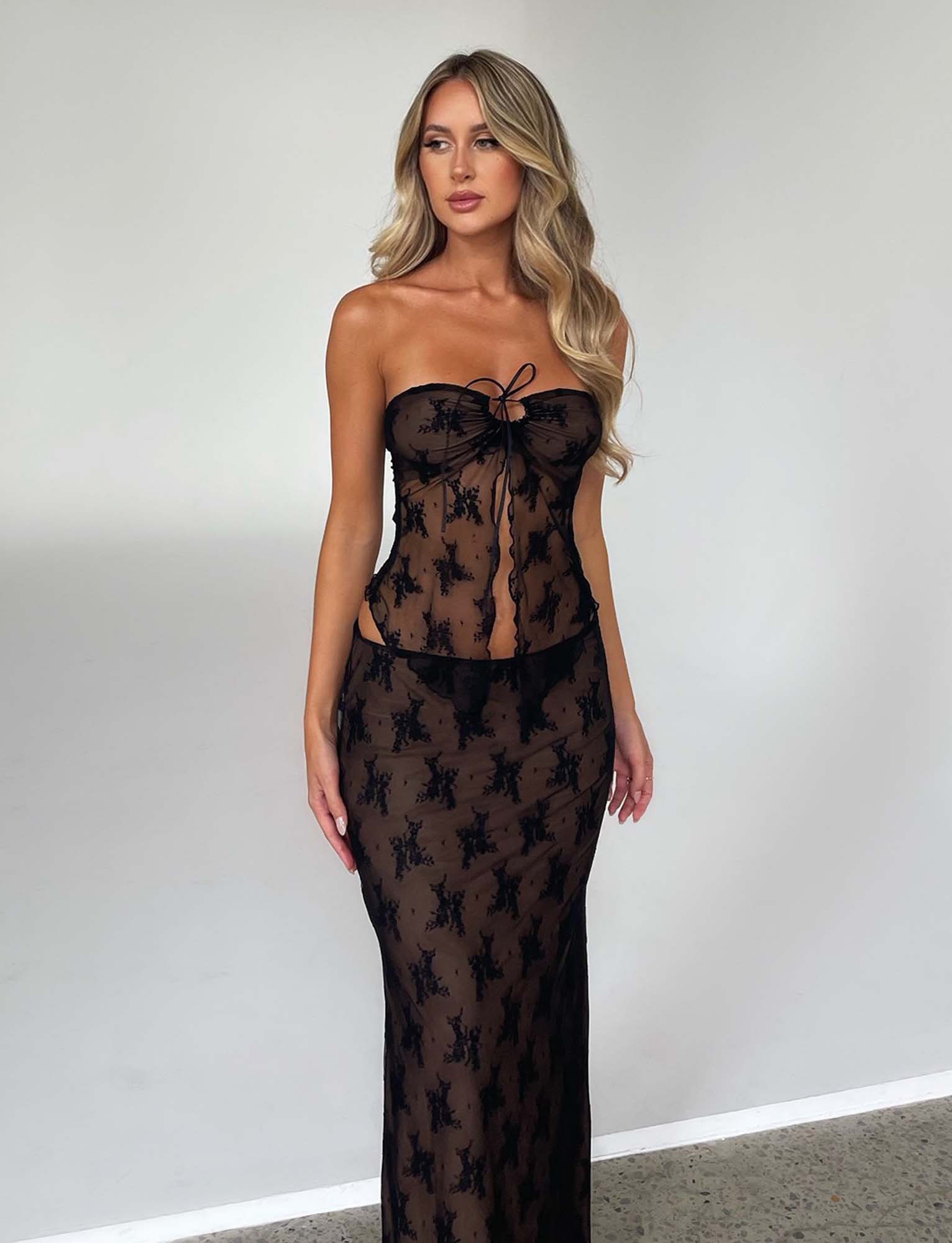 Elegant translucent top with skirt