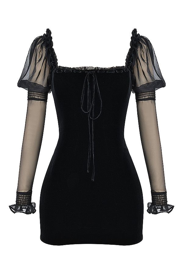 Black velvet mini dress