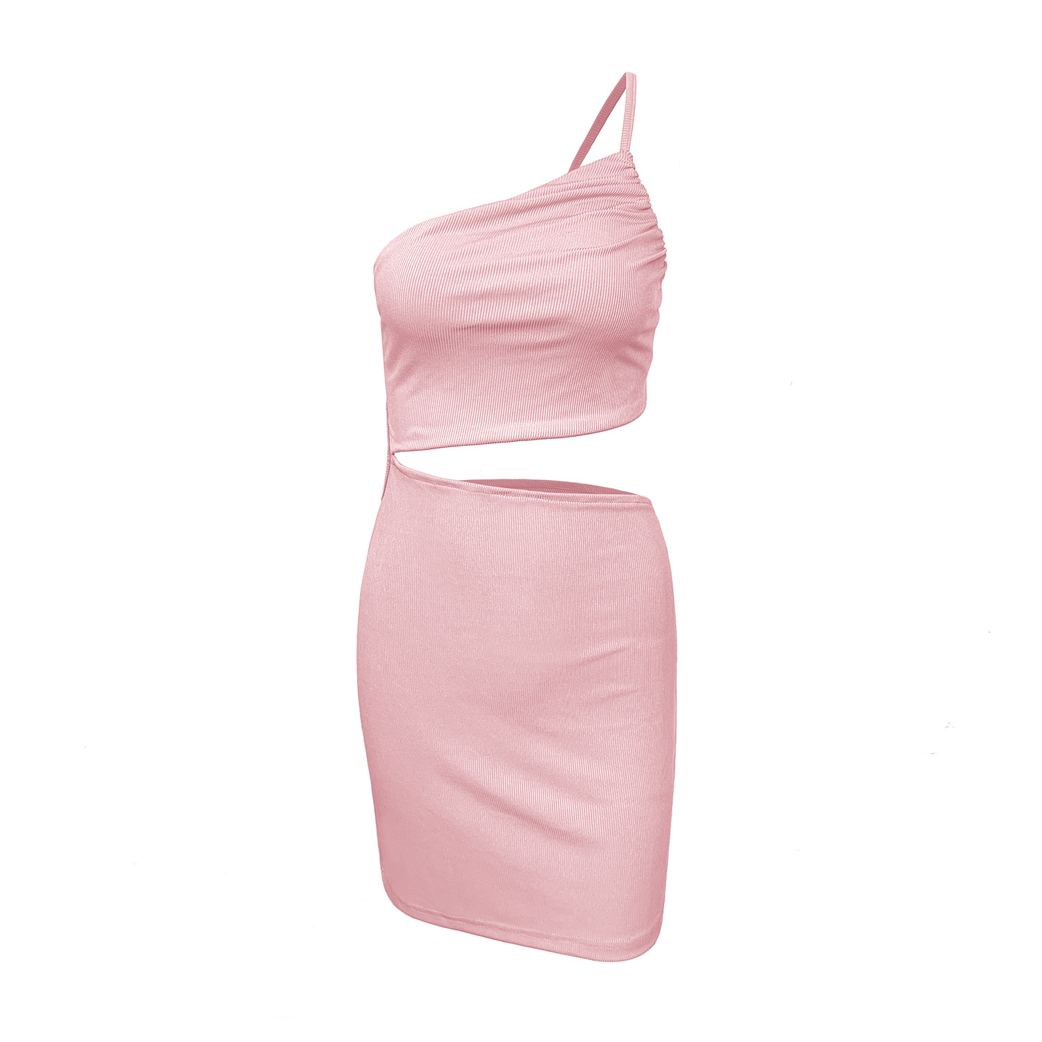 Bodycon mocha dress with one shoulder
