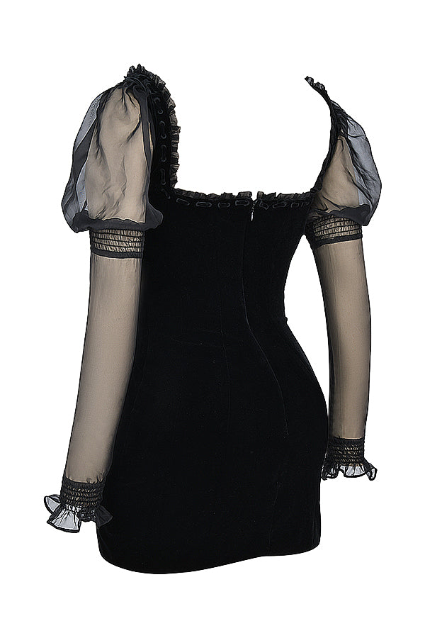 Black velvet mini dress
