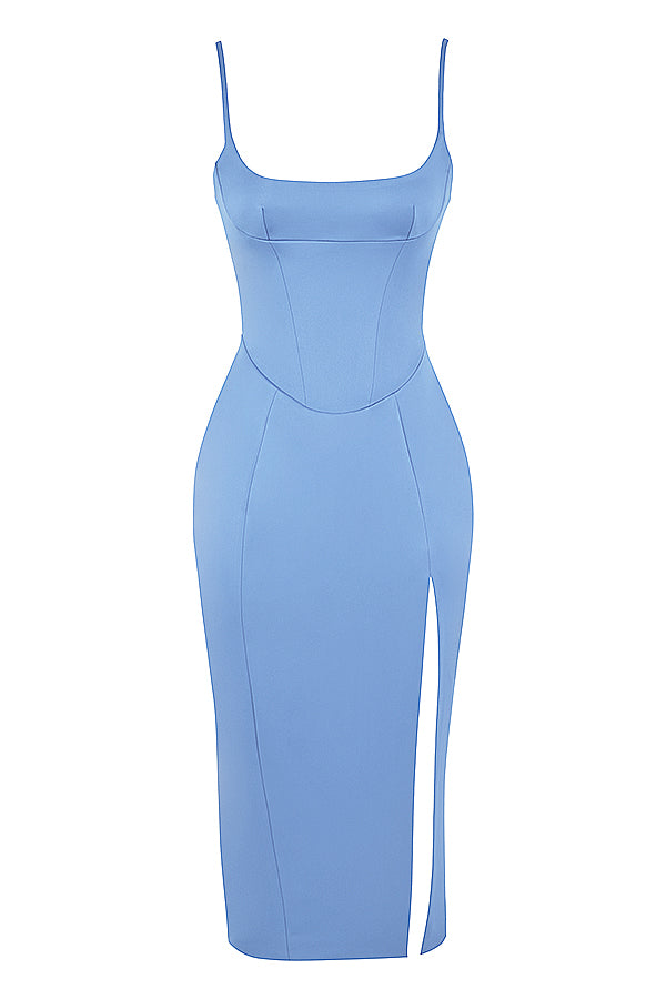 Midi dress with satin corset