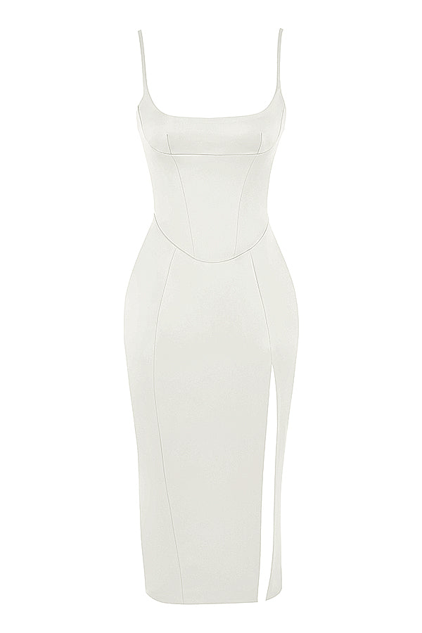 Midi dress with satin corset