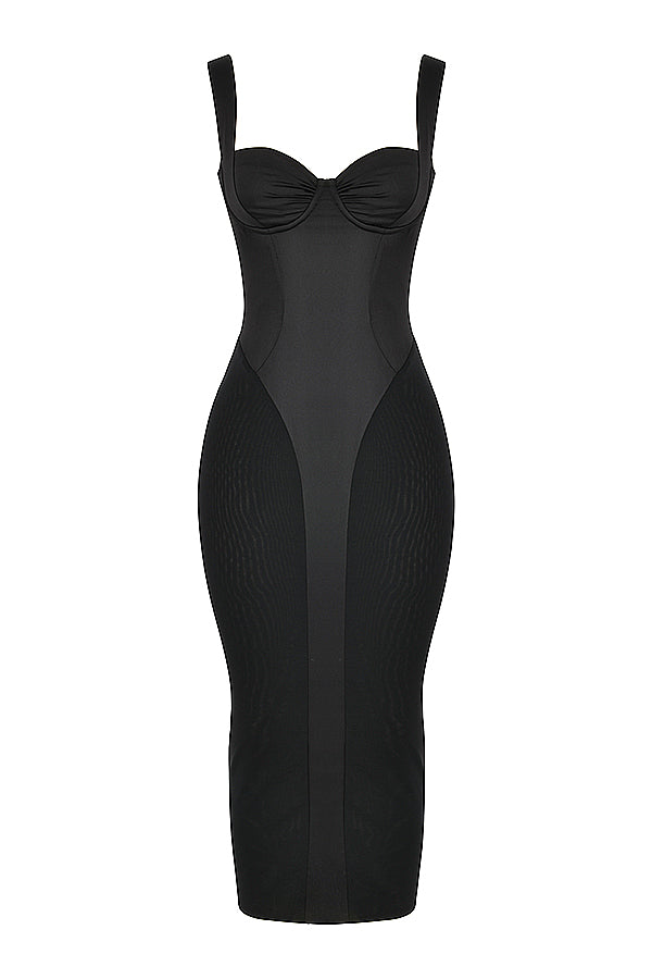 Black corset midi dress