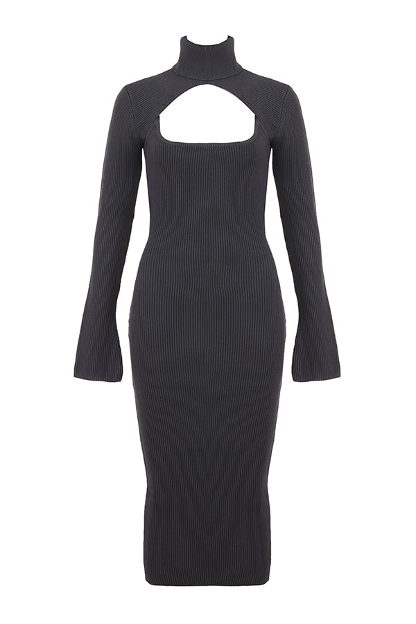 Charcoal knitted midi dress