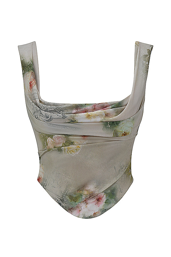 Vintage floral set with corset and maxi skirt