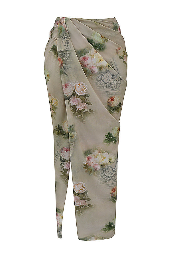 Vintage floral set with corset and maxi skirt