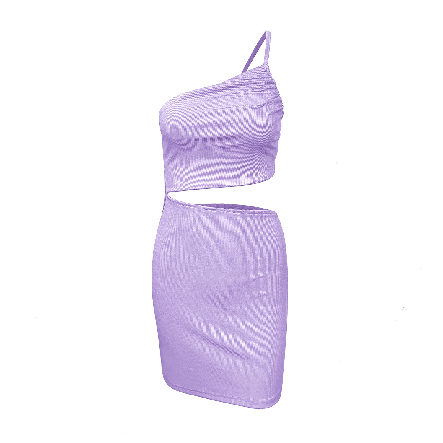 Bodycon mocha dress with one shoulder