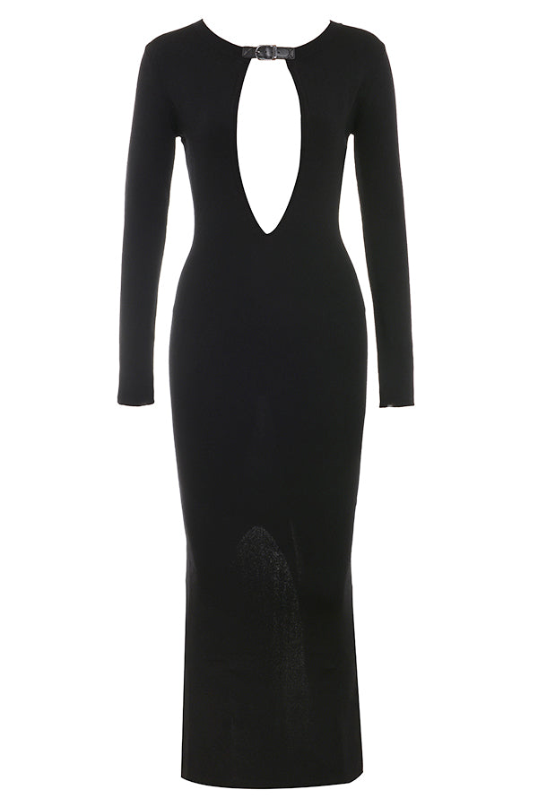 Black knitted maxi dress